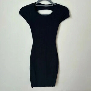 Akira Women’s Black Bodycon Back Cutout Short Sleeve Mini Dress Size Small